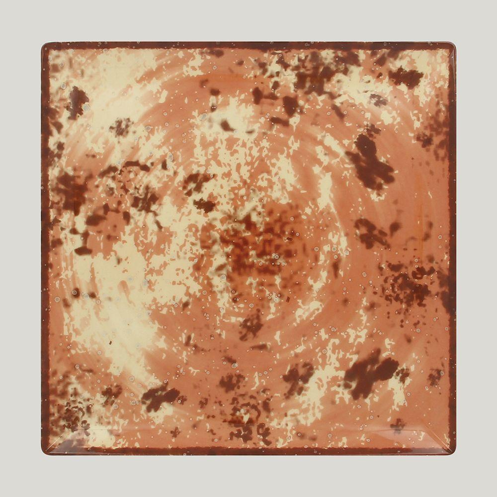 Тарелка RAK Porcelain Peppery квадратная плоская 25*25 см, красный цвет - фото 1 - id-p143293863