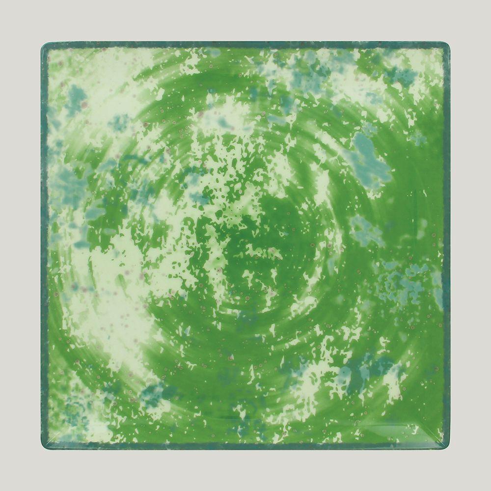 Тарелка RAK Porcelain Peppery квадратная плоская 25*25 см, зеленый цвет - фото 1 - id-p143293864