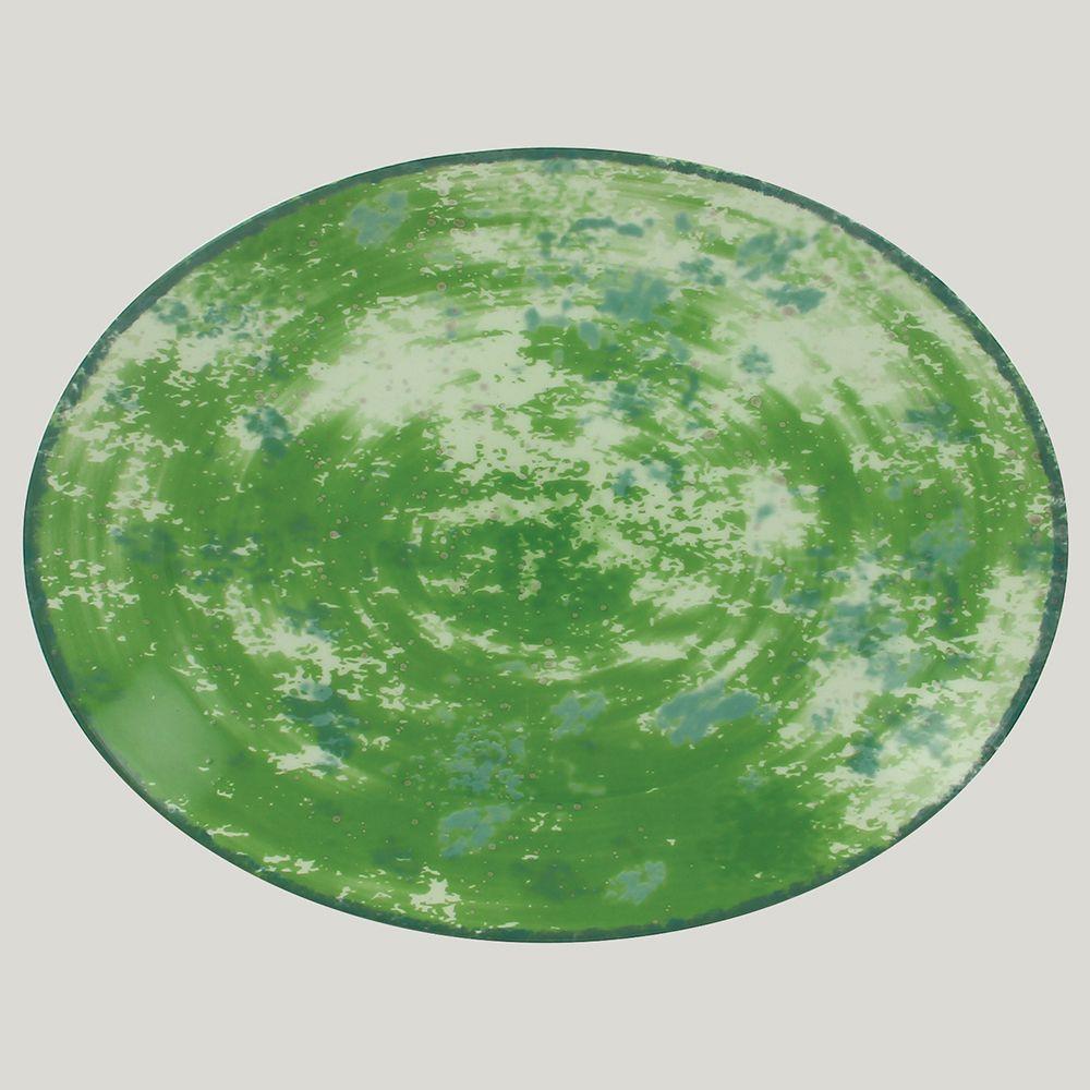 Тарелка RAK Porcelain Peppery овальная плоская 21*15 см, зеленый цвет - фото 1 - id-p143293929