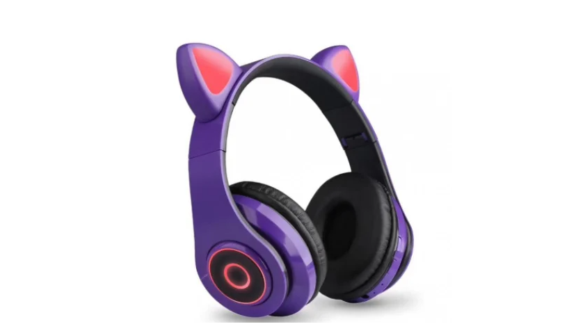 Беспроводные наушники с ушками и подсветкой Cat Ear CXT-B39 Фиолетовые, фото 1