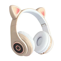 Беспроводные наушники с ушками и подсветкой Cat Ear CXT-B39 Бежевые, фото 1