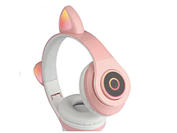 Беспроводные наушники с ушками и подсветкой Cat Ear CXT-B39 Розовые, фото 1
