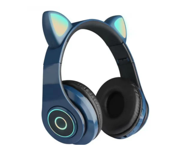 Беспроводные наушники с ушками и подсветкой Cat Ear CXT-B39 Синие, фото 1