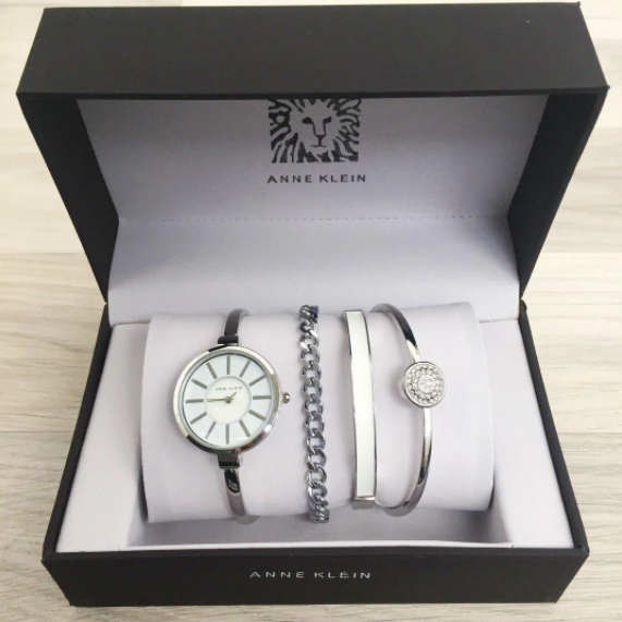 Женские часы Anne Klein с браслетами. Цвет: серебро/белый  (копия)