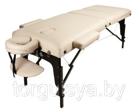 Массажный стол Atlas Sport 70 см LUX (с memory foam) складной 3-с деревянный (бежевый) - фото 1 - id-p143418920