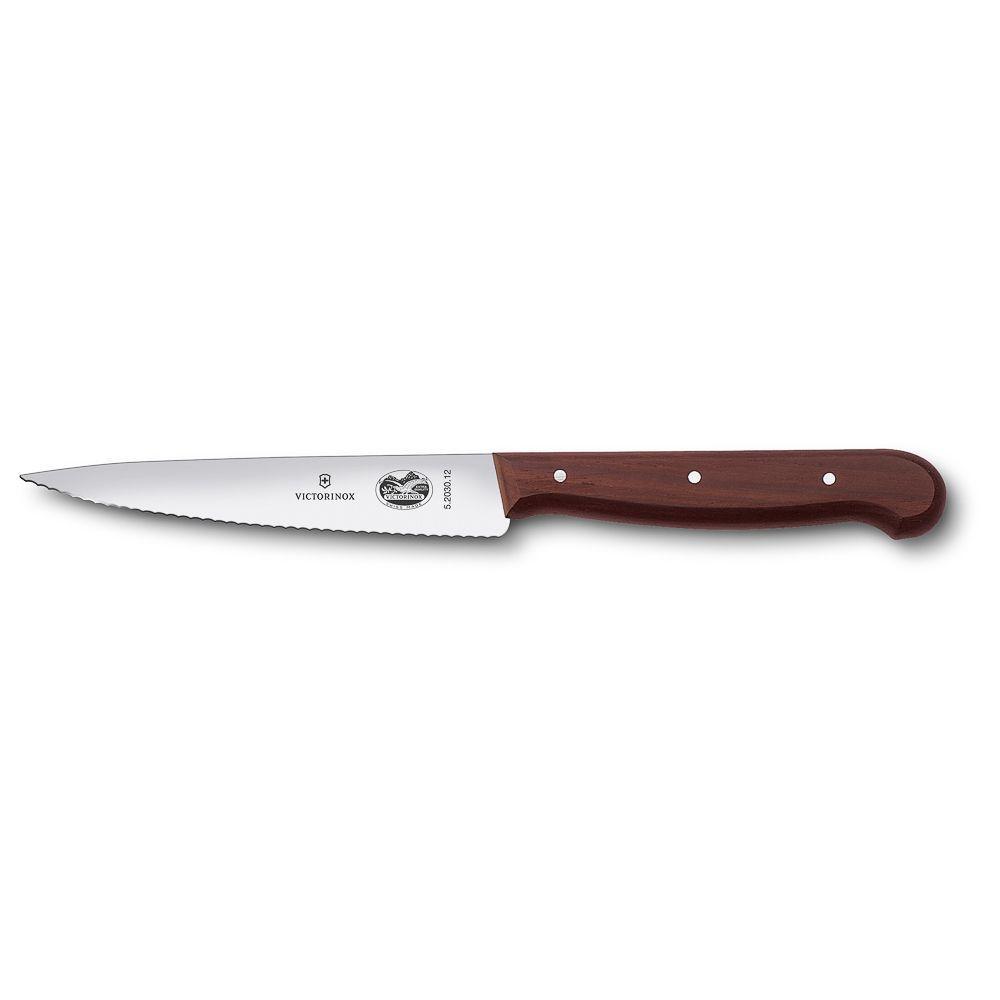 Нож для нарезки Victorinox Rosewood, волнистое лезвие, 12 см, ручка розовое дерево