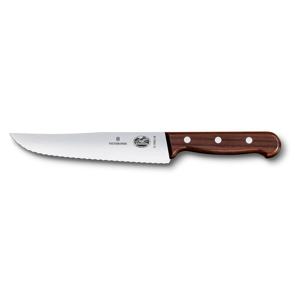 Нож для нарезки Victorinox Rosewood, волнистое лезвие, 18 см, ручка розовое дерево - фото 1 - id-p143412317