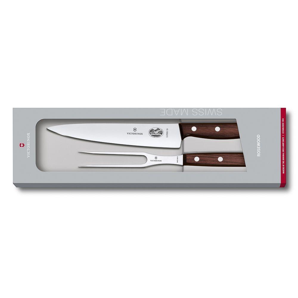 Набор Victorinox: универсальный нож 19 см + вилка для мяса 15 см, ручка розовое дерево - фото 1 - id-p143412395