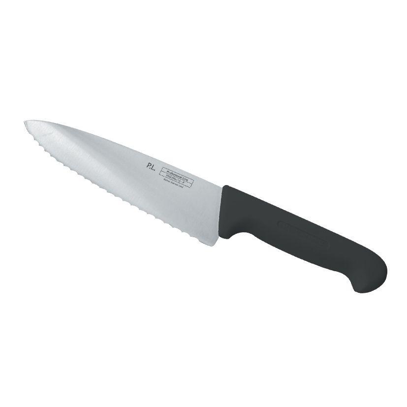 Нож PRO-Line поварской 20 см, черная пластиковая ручка, волнистое лезвие, P.L. Proff Cuisine - фото 1 - id-p143412459