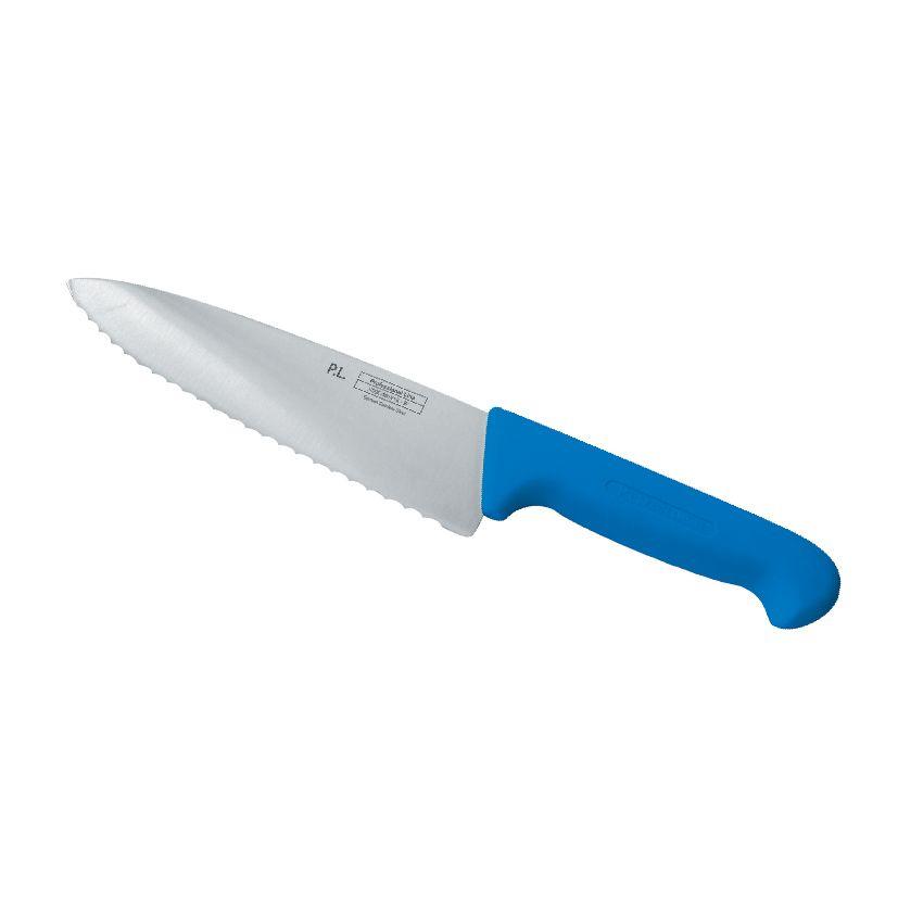 Нож PRO-Line поварской 20 см, синяя пластиковая ручка, волнистое лезвие, P.L. Proff Cuisine - фото 1 - id-p143412463