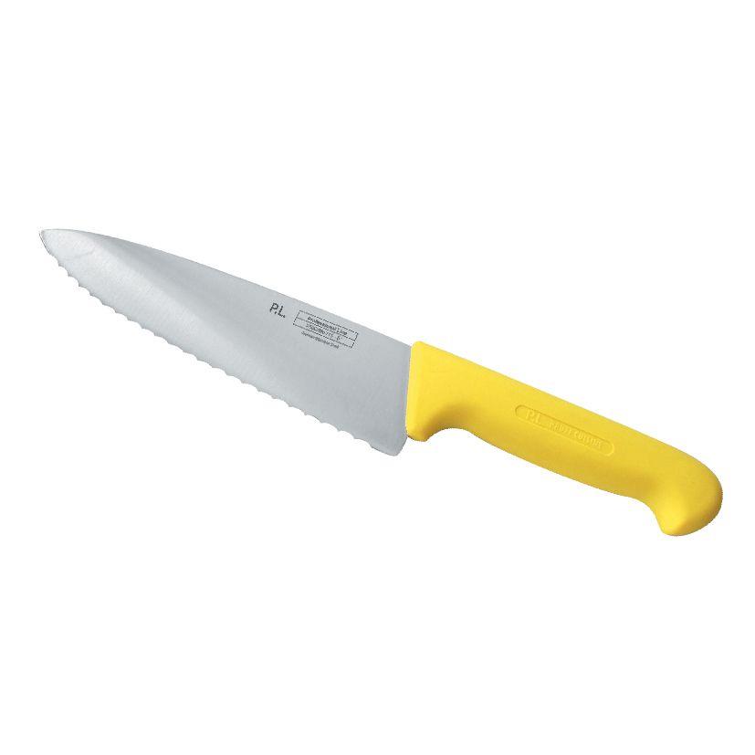 Нож PRO-Line поварской 20 см, желтая пластиковая ручка, волнистое лезвие, P.L. Proff Cuisine - фото 1 - id-p143412465