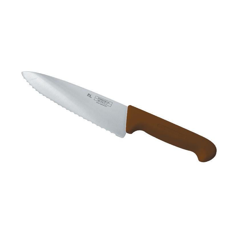 Нож PRO-Line поварской 20 см, коричневая пластиковая ручка, волнистое лезвие, P.L. Proff Cuisine - фото 1 - id-p143412469