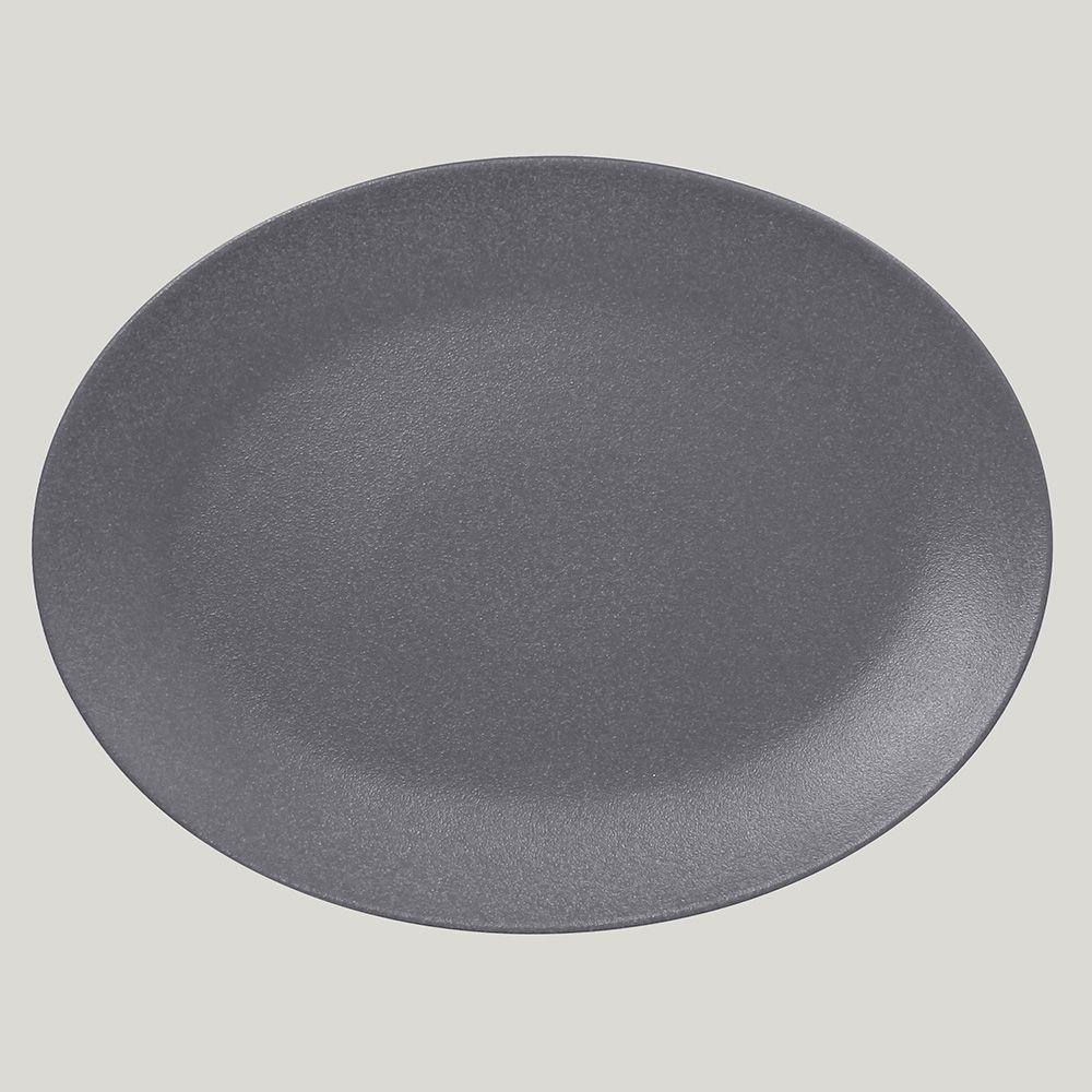Тарелка RAK Porcelain NeoFusion Stone овальная плоская, 36 см (серый цвет)