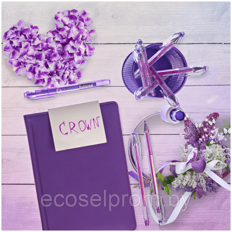 Ручка гелевая Crown "Hi-Jell Color" фиолетовая , 0,7 мм HJR-500H - фото 5 - id-p143436414