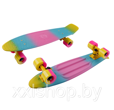 Пенниборд Tech Team Multicolor 22 (розовый/желтый), фото 2