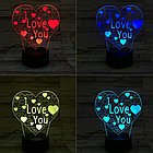 3 D Creative Desk Lamp (Настольная лампа голограмма 3Д, ночник)  "I Love You", фото 4