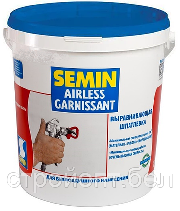 Выравнивающая шпатлевка для безвоздушного нанесения Semin Airless Garnissant (синяя крышка), 25 кг, фото 2
