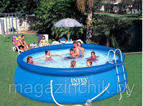 Надувной бассейн Intex 54908 (28166) Easy Set Pool 457x107 см+фильтр. насос, лестница, крышка, подстилка