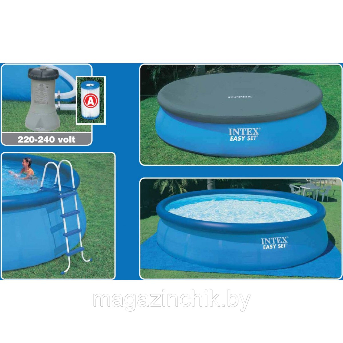 Intex 54916 (28168) Бассейн Easy Set Pool 457х122 см (насос-фильтр, лестница, подстилка, тент) - фото 2 - id-p305743