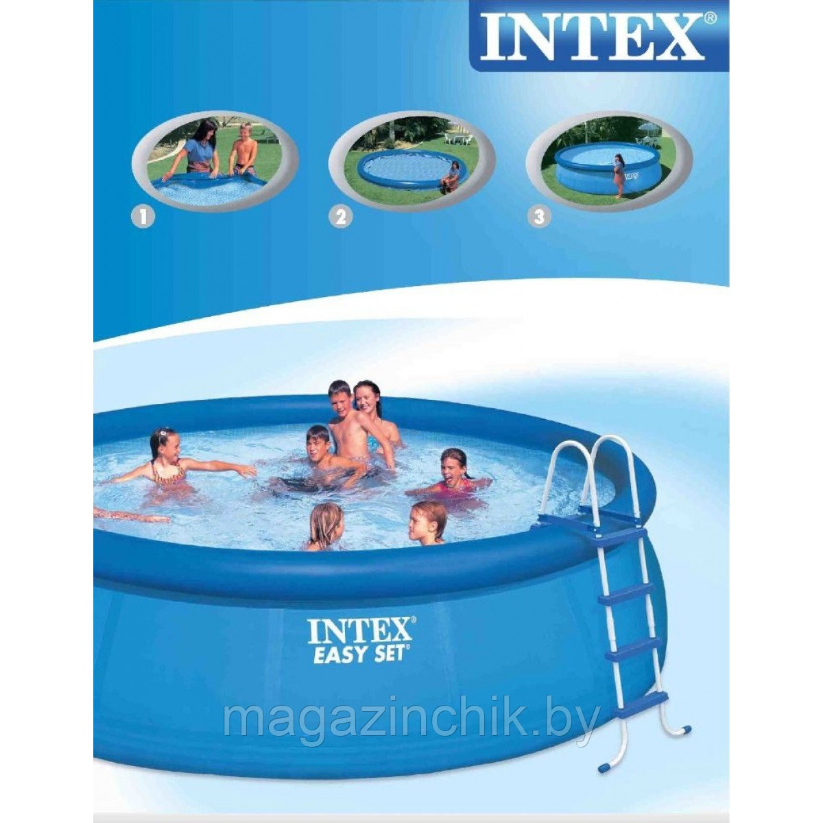 Intex 54916 (28168) Бассейн Easy Set Pool 457х122 см (насос-фильтр, лестница, подстилка, тент) - фото 3 - id-p305743