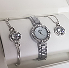 Подарочный набор Dior браслет подвеска часы. Цвет- серебро, фото 2