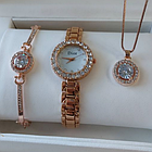 Подарочный набор Dior браслет подвеска часы. Цвет золото, фото 4