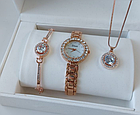 Подарочный набор Dior браслет подвеска часы. Цвет золото, фото 5