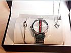 Подарочный набор Gucci браслет подвеска часы (Цвет серебро), фото 2
