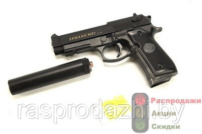 Игрушка металлический пневматический пистолет AIRSOFT GUN С.18+ (арт.9-3318) код. 0027