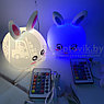 Cветильник  ночник из мягкого силикона Белый Кролик LED мультиколор (Пульт управления) Розовый, фото 4