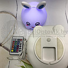 Cветильник  ночник из мягкого силикона Белый Кролик LED мультиколор (Пульт управления) Голубой, фото 3