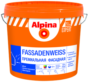 Краска Alpina EXPERT Fassadenweiss База 1, 10 л., фото 2