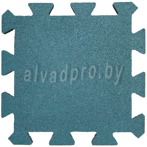Резиновая плитка-пазл зеленая ALVADPRO 500*500*16 мм
