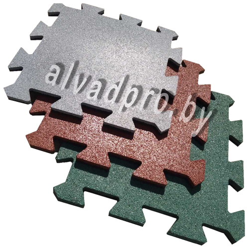 Резиновая плитка-пазл зеленая ALVADPRO 500*500*16 мм - фото 4 - id-p133021016