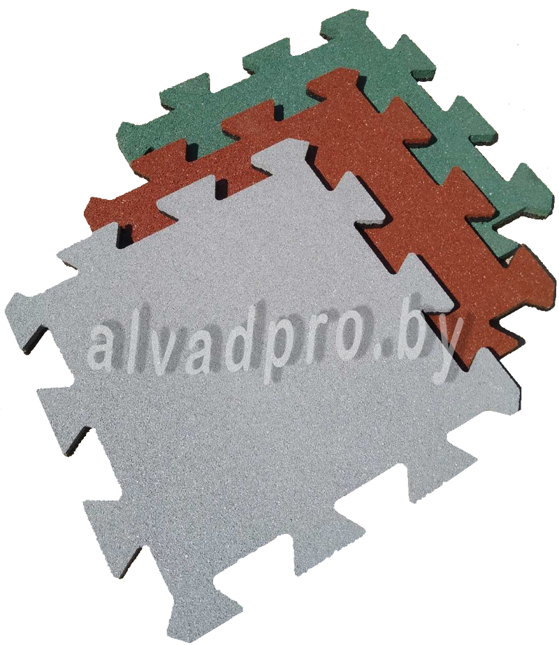 Резиновая плитка-пазл зеленая ALVADPRO 500*500*16 мм - фото 5 - id-p133021016