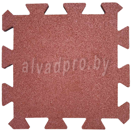 Резиновая плитка-пазл красная ALVADPRO 500*500*16 мм
