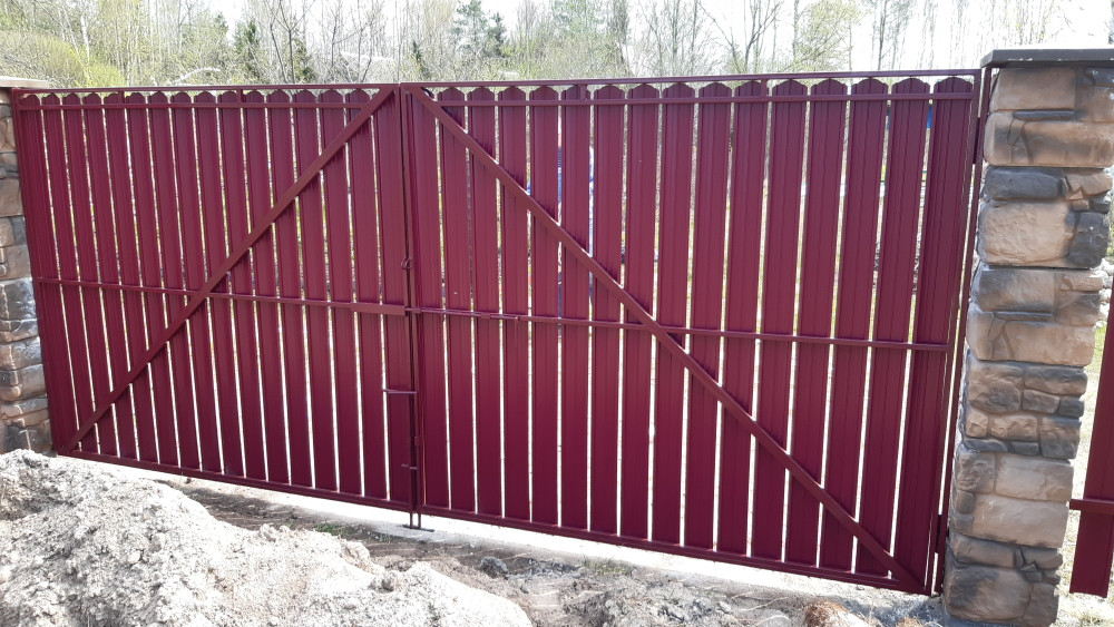 Ворота распашные металлические (замер, изготовление, доставка, монтаж) - фото 5 - id-p143580117