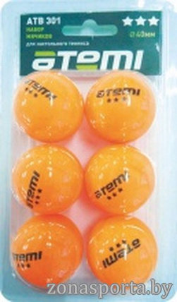 Мячи для настольного тенниса ATEMI Набор мячей д/наст.тенниса ATEMI 3* оранж, фото 2