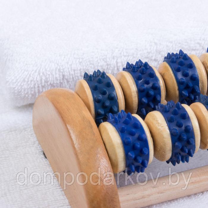 Массажёр деревянный, 20 колёс с шипами, цвет синий - фото 2 - id-p143597220
