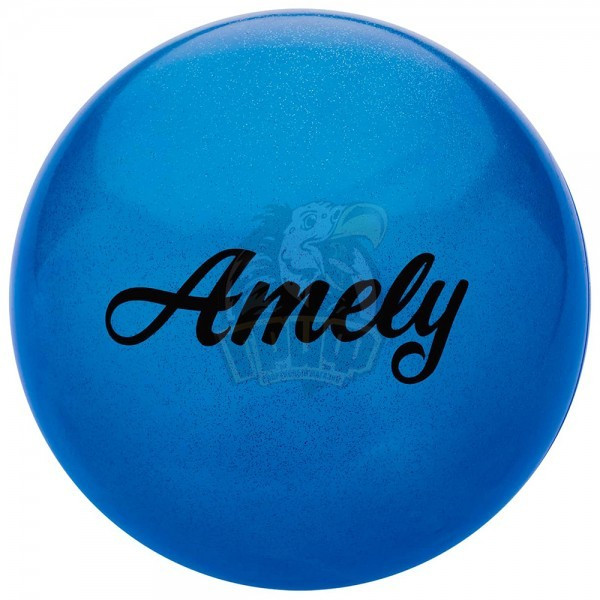 Мяч для художественной гимнастики Amely 190 мм (синий, с блестками) (арт. AGB-102-19-BL)