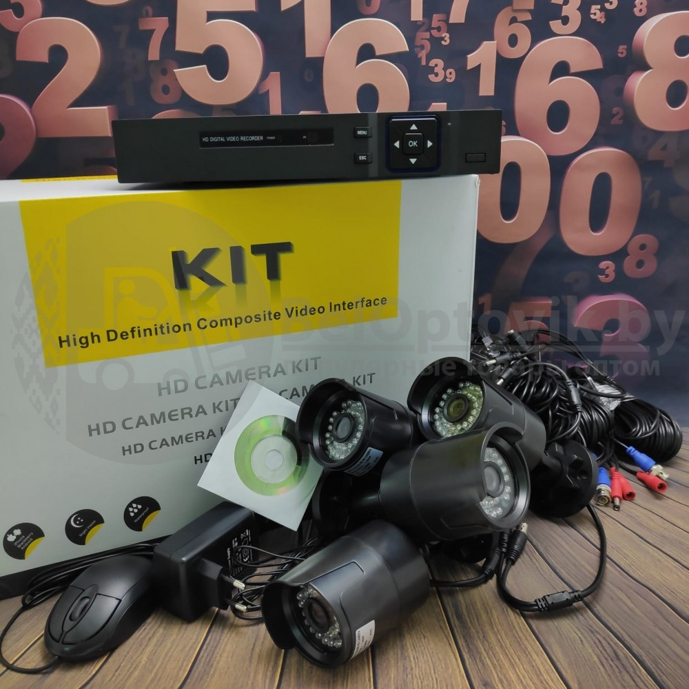 Готовый комплект видеонаблюдения для дачи, дома, офиса на 4 камеры 1Мп видеорегистратор - фото 3 - id-p143612216