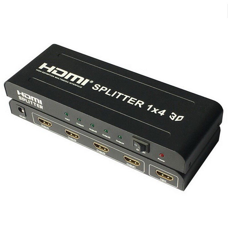 Адаптер - разветвитель - сплиттер 1×4 HDMI PRO, FullHD 1080p 3D, активный, черный 555566 - фото 2 - id-p101608202