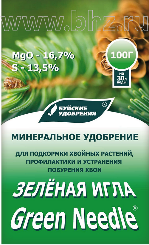 Водорастворимое удобрение "Зеленая игла" пакет 100 г - фото 1 - id-p143697077