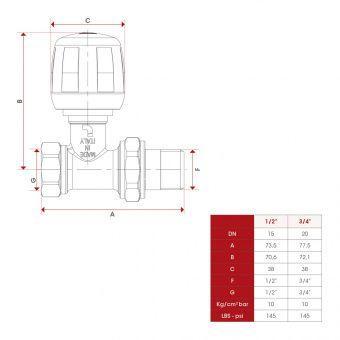 Кран (вентильный) для радиатора 3/4" (20мм) Италия, фото 2