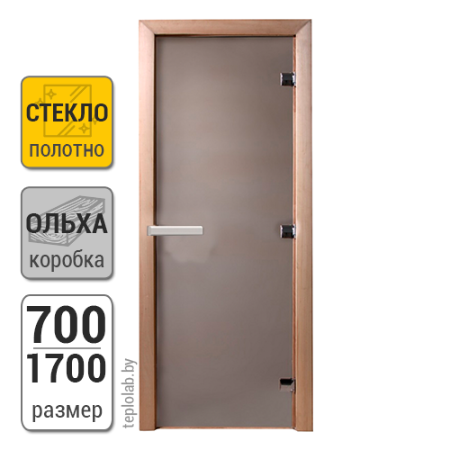 Дверь для бани стеклянная DoorWood, сатин, 700x1700