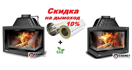 Каминная топка W17 DEKOR L(R)B с угловым левым или правым стеклом без рамы (16.1 kW) EKO, фото 2