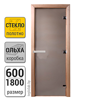Дверь для бани стеклянная DoorWood, сатин, 600x1800