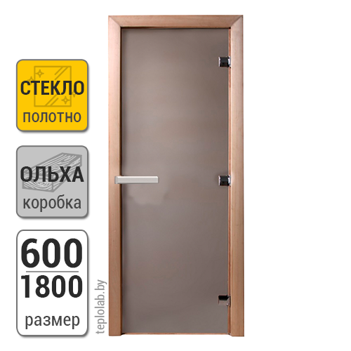 Дверь для бани стеклянная DoorWood, сатин, 600x1800 - фото 1 - id-p143711361