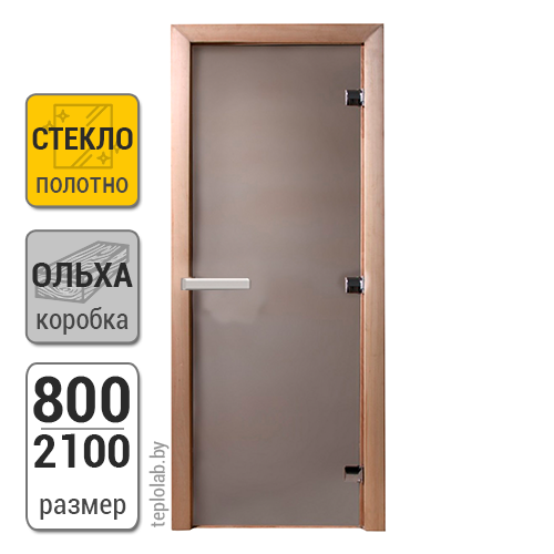 Дверь для бани стеклянная DoorWood, сатин, 800x2100 - фото 1 - id-p143712144