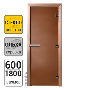 Дверь для бани стеклянная DoorWood, бронза матовая, 600x1800
